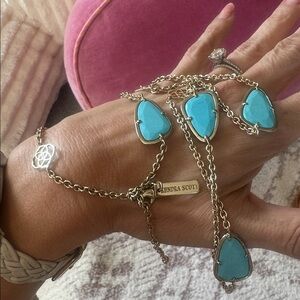 Rare Vintage Kendra Scott Turquoise Drop Lariat Necklace Double-Sided Stones